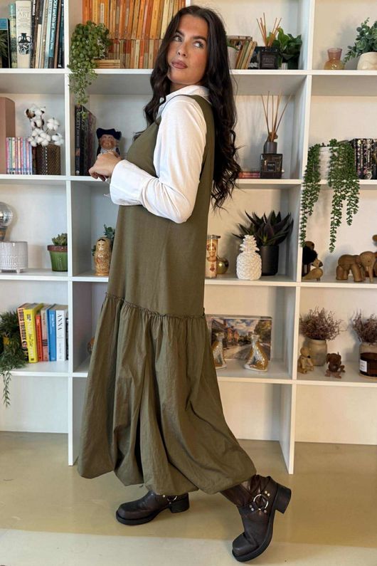 Paloma Pouf Layering Dress Olive